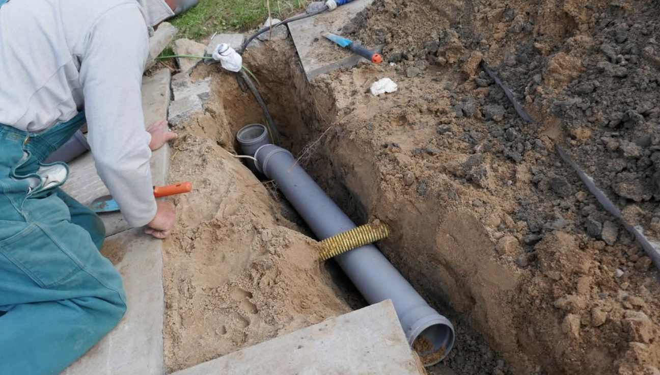 OneCall Auburn Plumbing technician repairing a pipe at a job site